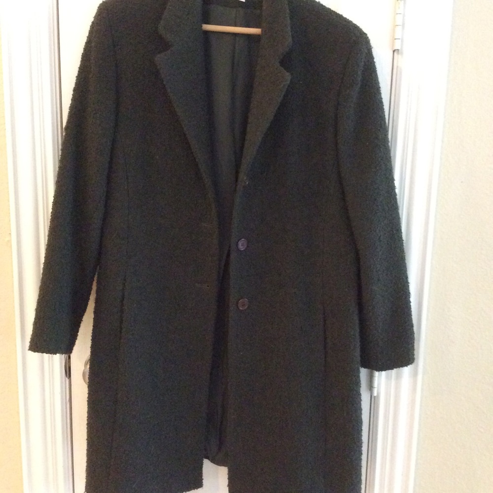 SANDRO-PARIS WOOL BLEND OLIVE GREEN  DRESS COAT